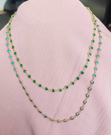 Colorful Fancy Stone Necklace, Gold Boho Gemstone 925 Sterling Silver Fancy Stone Necklace, Vibrant Gems, 18-24-36 Inch