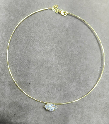 Silver Solitaire Choker Necklace – Dainty Modern Cuff Jewelry