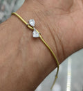 Two Stone Silver Bracelet – Handmade 925 Sterling Silver Gemstone Cuff, Women's Boho Bracelet
