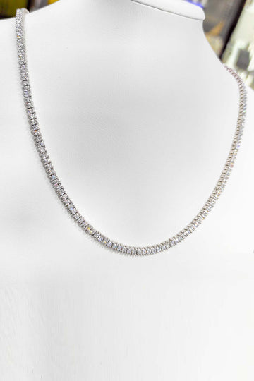 White Stone Silver Choker Necklace 3 mm
