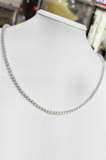 White Stone Silver Tennis Choker Necklace