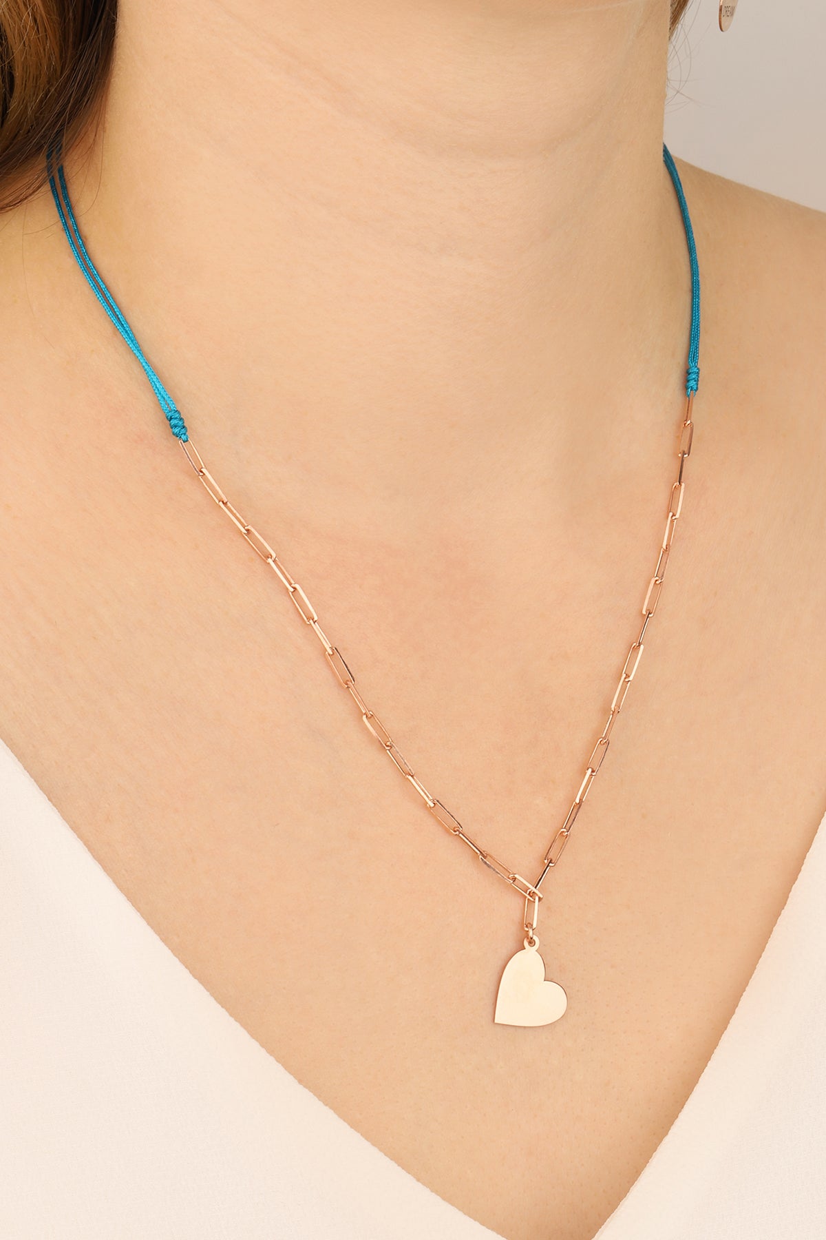 Turquoise Corded Silver Heart Necklace