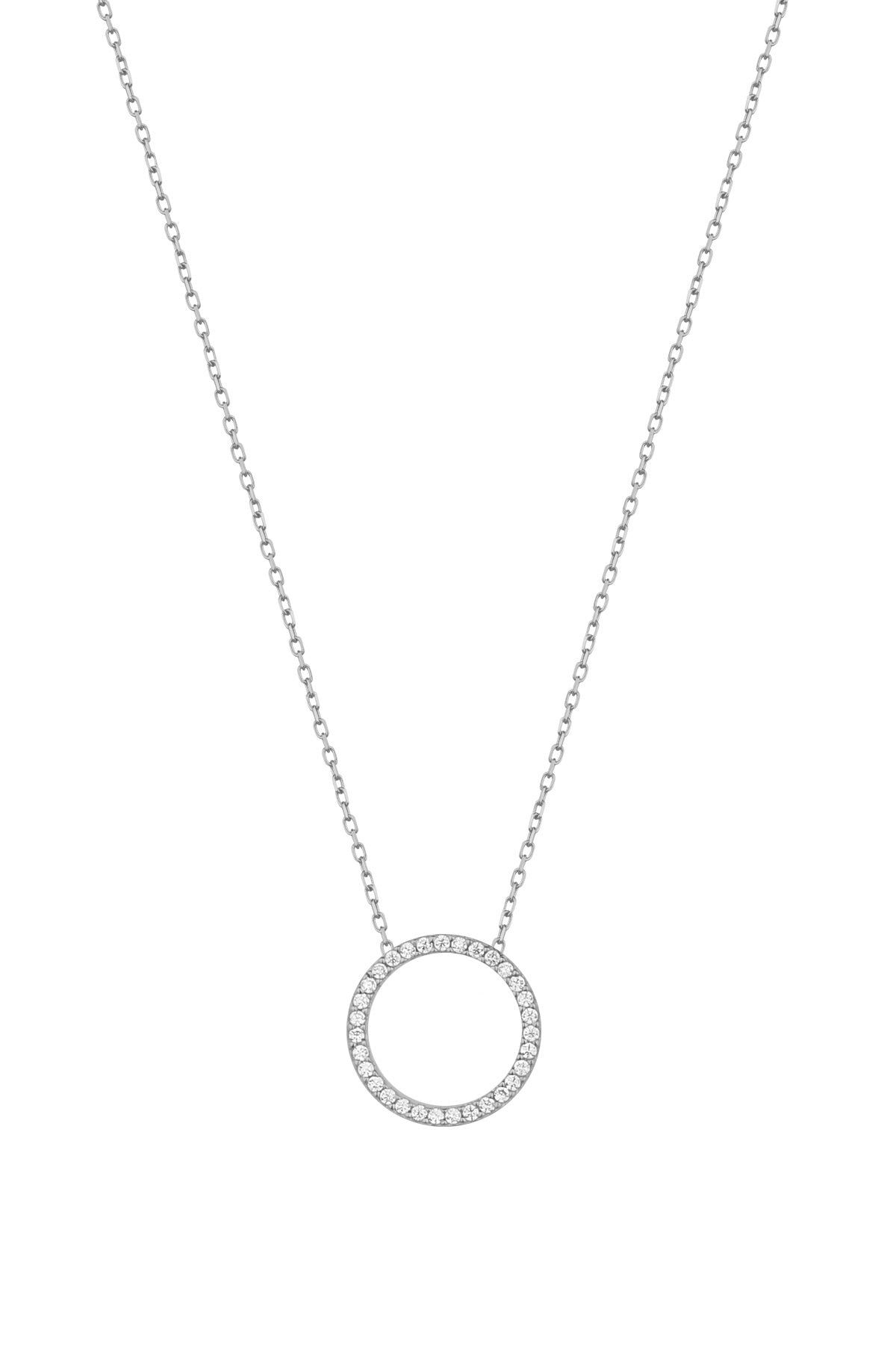Sterling Silver Round White Stone Necklace – Minimal Everyday Jewelry