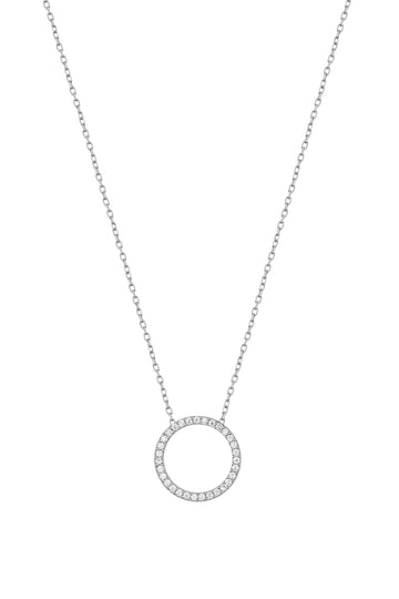 Sterling Silver Round White Stone Necklace – Minimal Everyday Jewelry