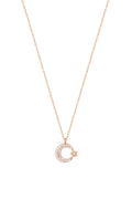 Sterling Silver Moon & Star Necklace – Small White Stone Dainty Pendant