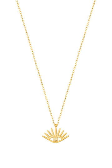 Sterling Silver Eyelash Eye Necklace – Single Stone Evil Eye Pendant