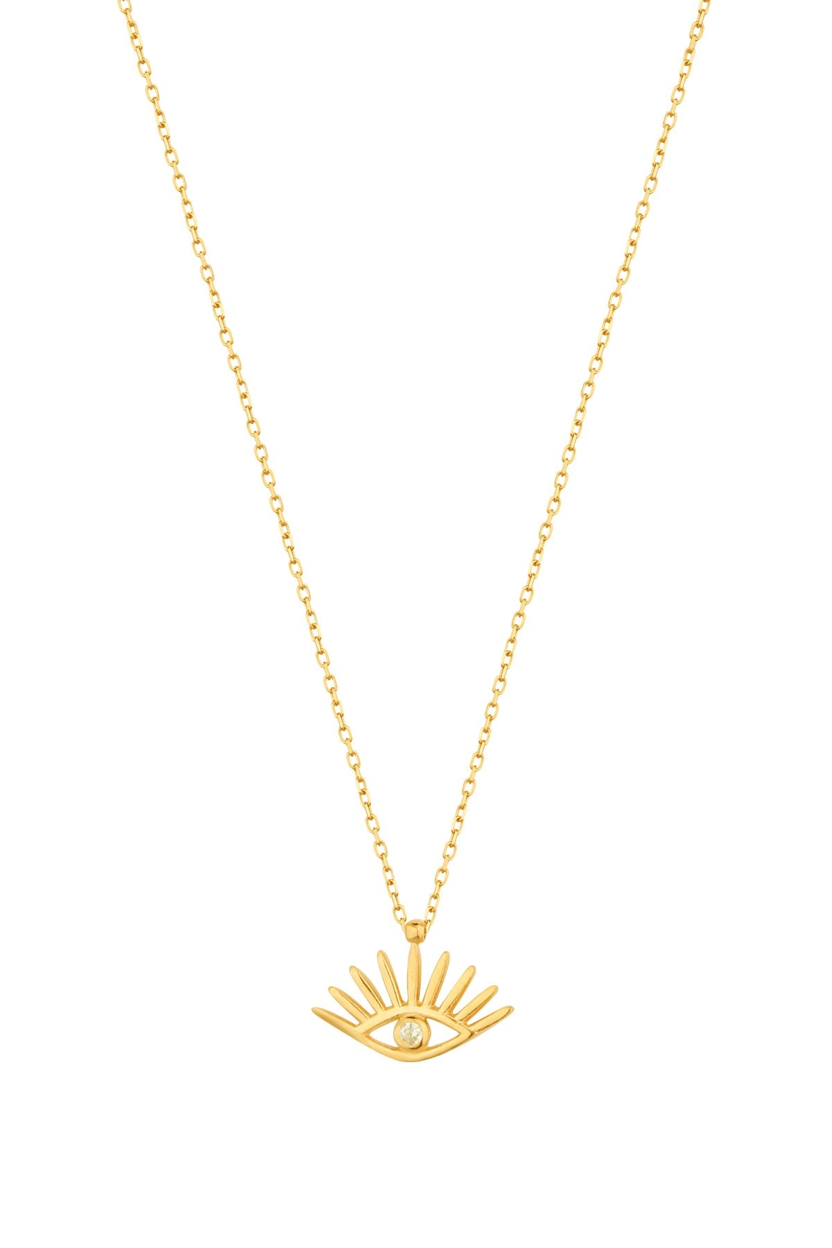 Sterling Silver Eyelash Eye Necklace – Single Stone Evil Eye Pendant