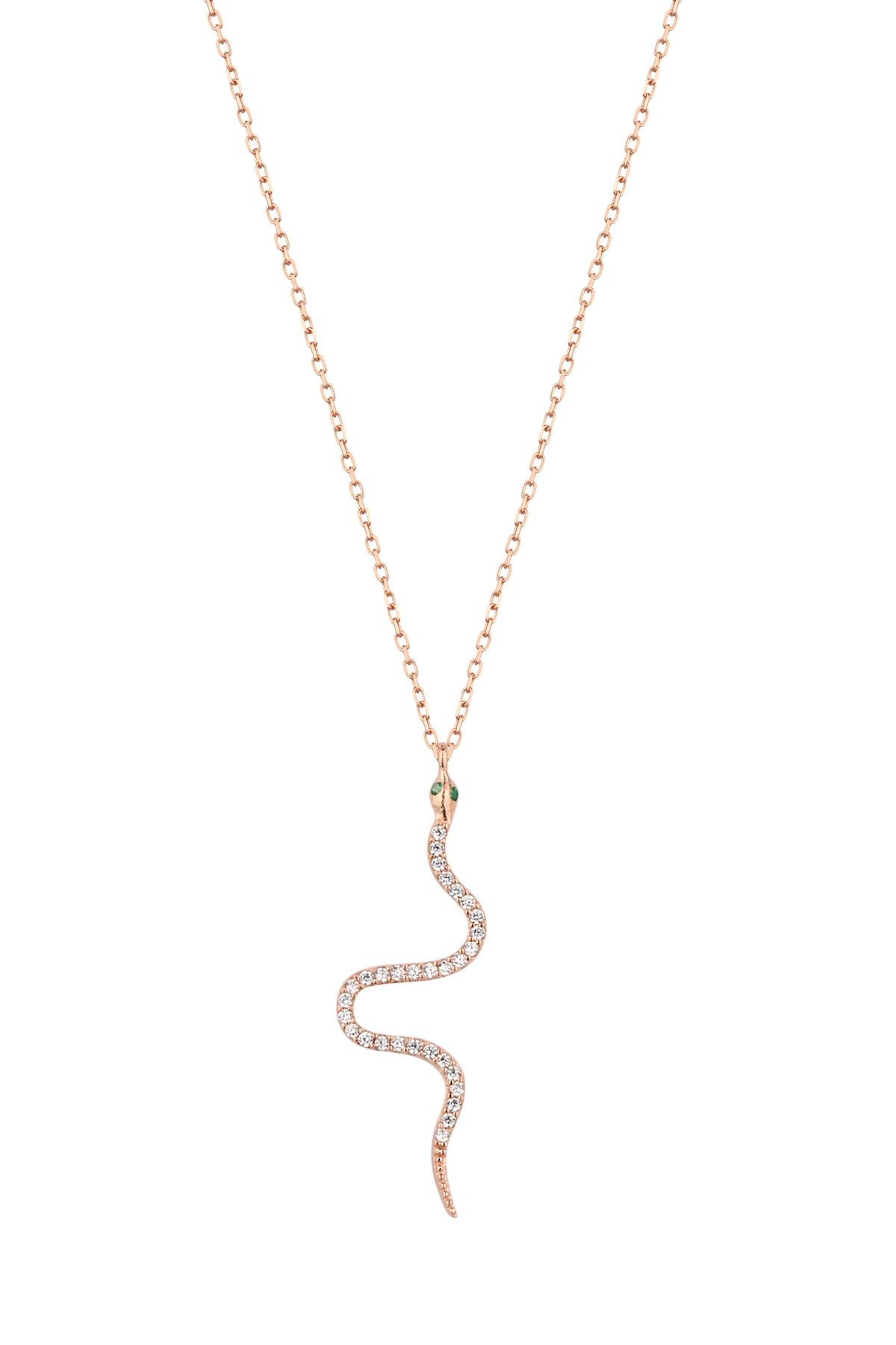 Green Eyed Snake Silver Necklace