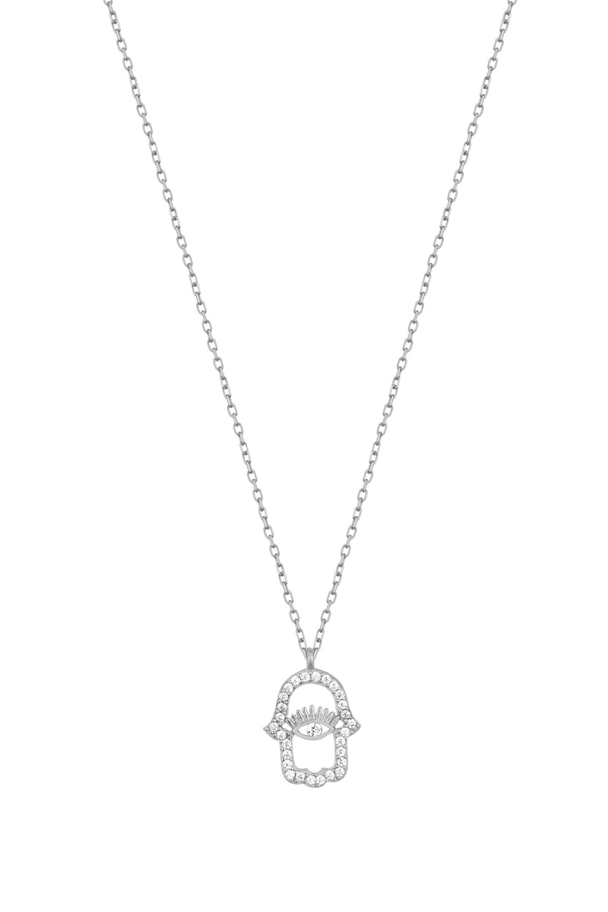Eye Hamsa Silver Necklace