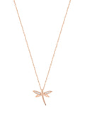 White Stone Dragonfly Silver Necklace
