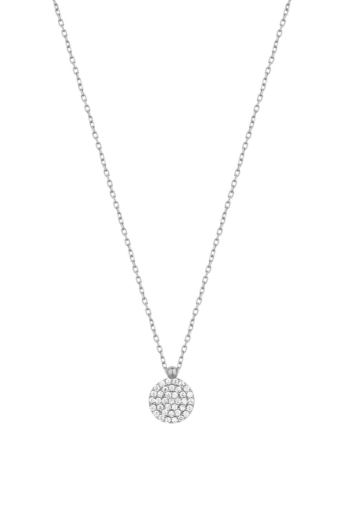White Stone Lentil Silver Necklace
