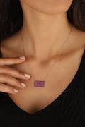 Dainty Pink Stone Letter Necklace – Custom Sterling Silver Initial Jewelry, Handmade Gift