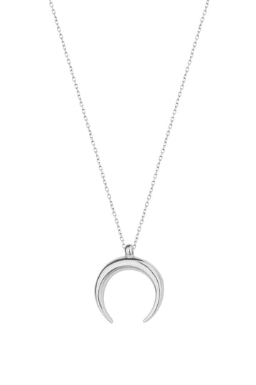 Inverted Crescent Silver Necklace
