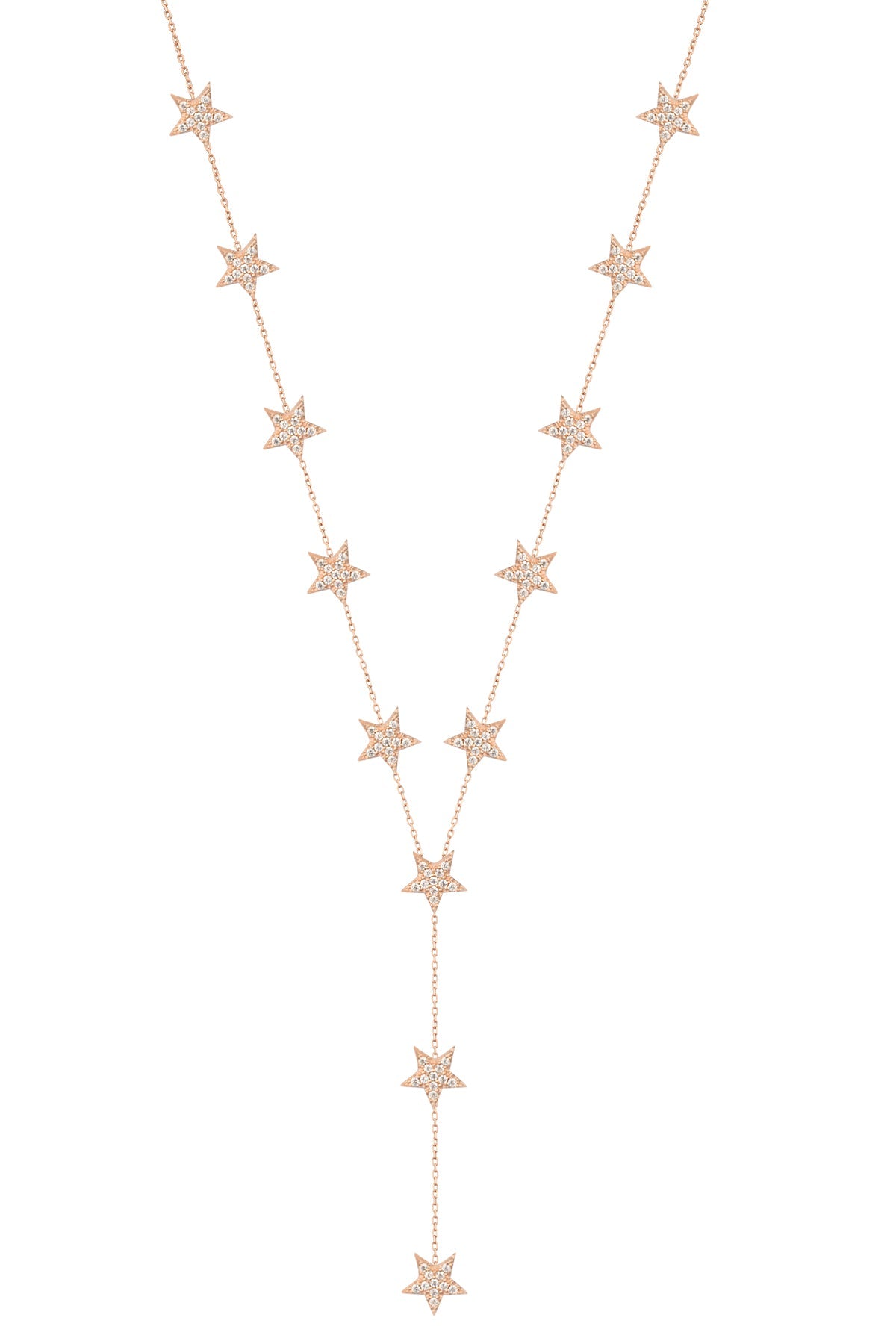 Multi Star Y Silver Necklace