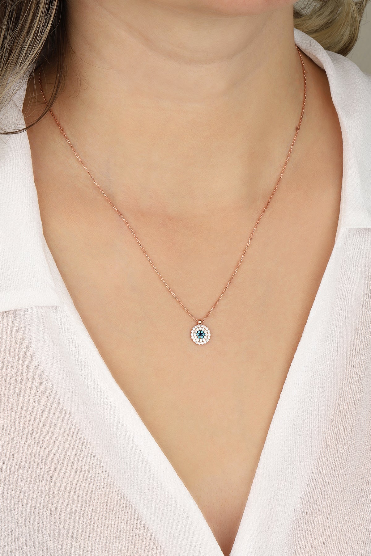 Turquoise Stone Small Lentil Necklace