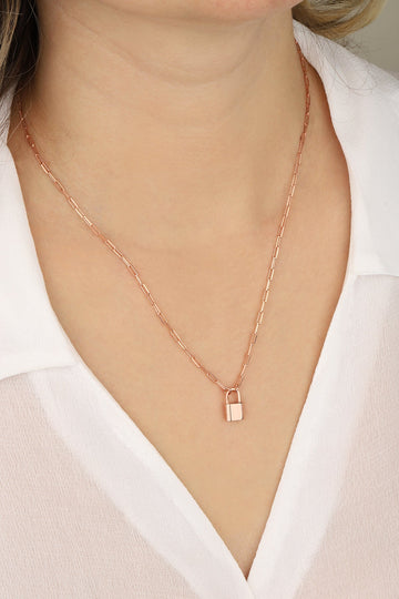 925 Sterling Silver Padlock Necklace – Dainty Minimal Lock Pendant
