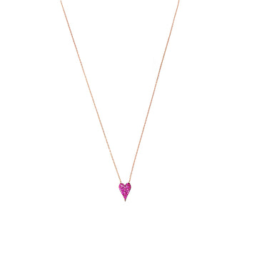 Sterling Silver Pink Gem Heart Necklace – Cute Small Heart Pendant Gift for Her