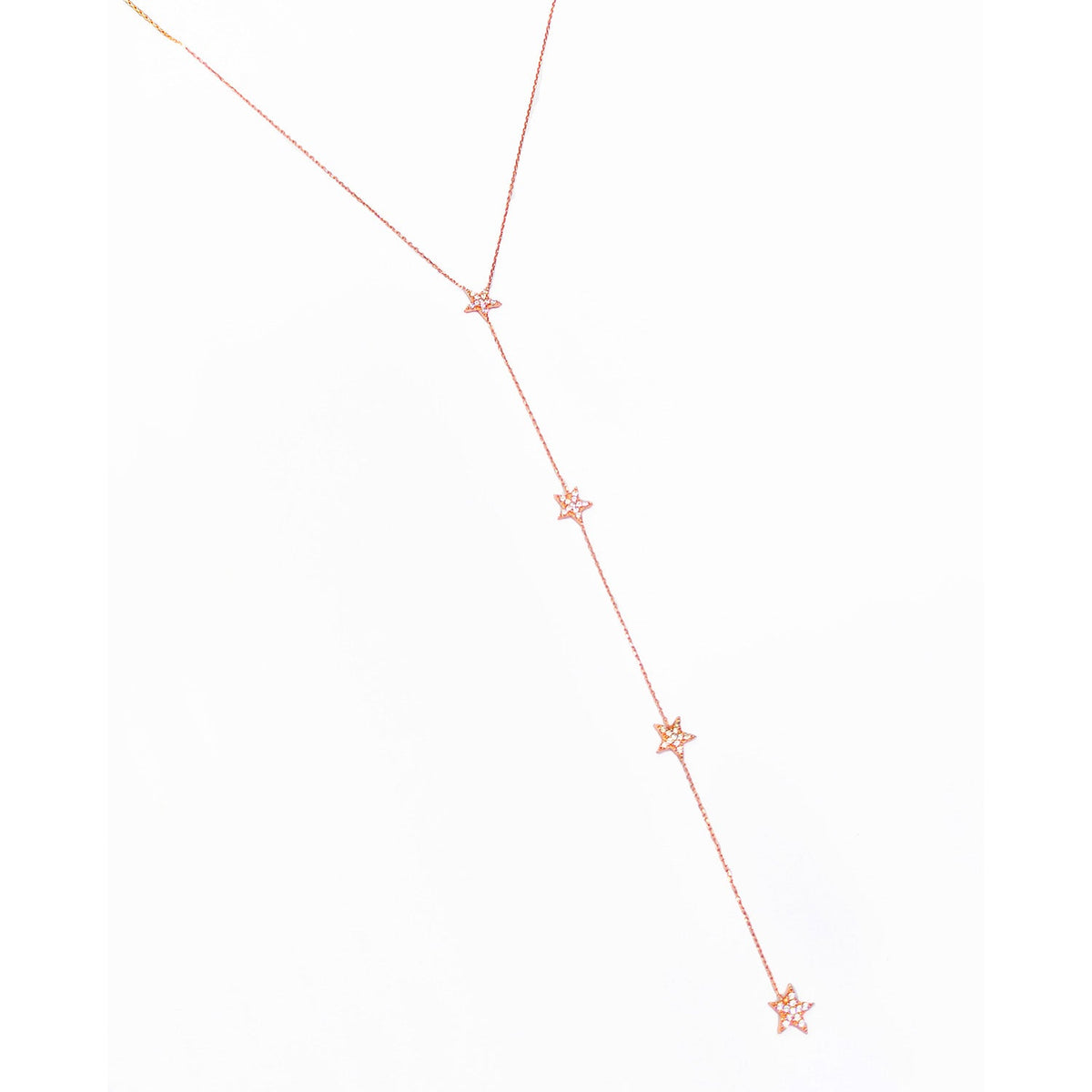 Long Necklace Y Necklaces with Stars, Extra Long Necklaces, Silver Cz Necklaces, Zirconia Necklaces