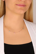 Enameled Star Necklace in Sterling Silver, Silver Celestial Necklace, Star Charm Enameled