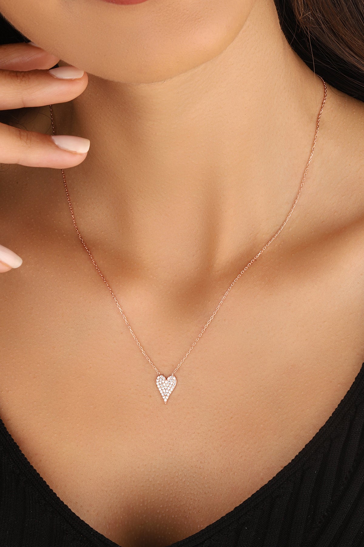 Tiny Heart Choker Necklace, Delicate Heart Necklace