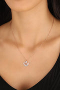 Sterling Silver Crown Initial Necklace – Personalized Letter Pendant, Minimalist Queen Jewelry Gift for Her