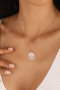 Smiling Face Emoji Silver Necklace with White Stone, Smiley Face Necklace, Smile Necklace