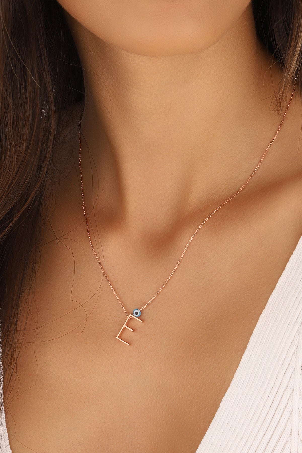 Evil Eye Beads 3D Letter Necklace, initial necklace