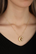 No Stone Silver Balloon Letter Necklace, Initials Letter Balloon Charm Small Letter A-Z
