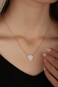 White Stone Heart Sterling Silver Necklace