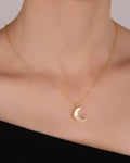 Gold Plated Moon Necklace, Dainty Moon Star Charm Pendant, Birthday Gift, Christmas Gift