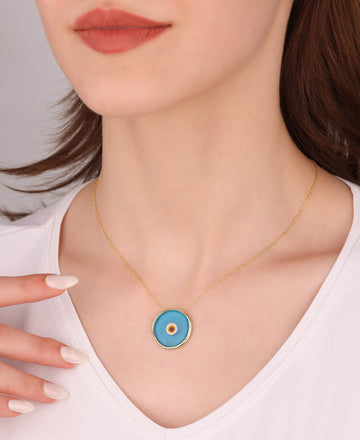 Glass Evil Eye Pendant Necklace – Sterling Silver Lucky Charm Jewelry
