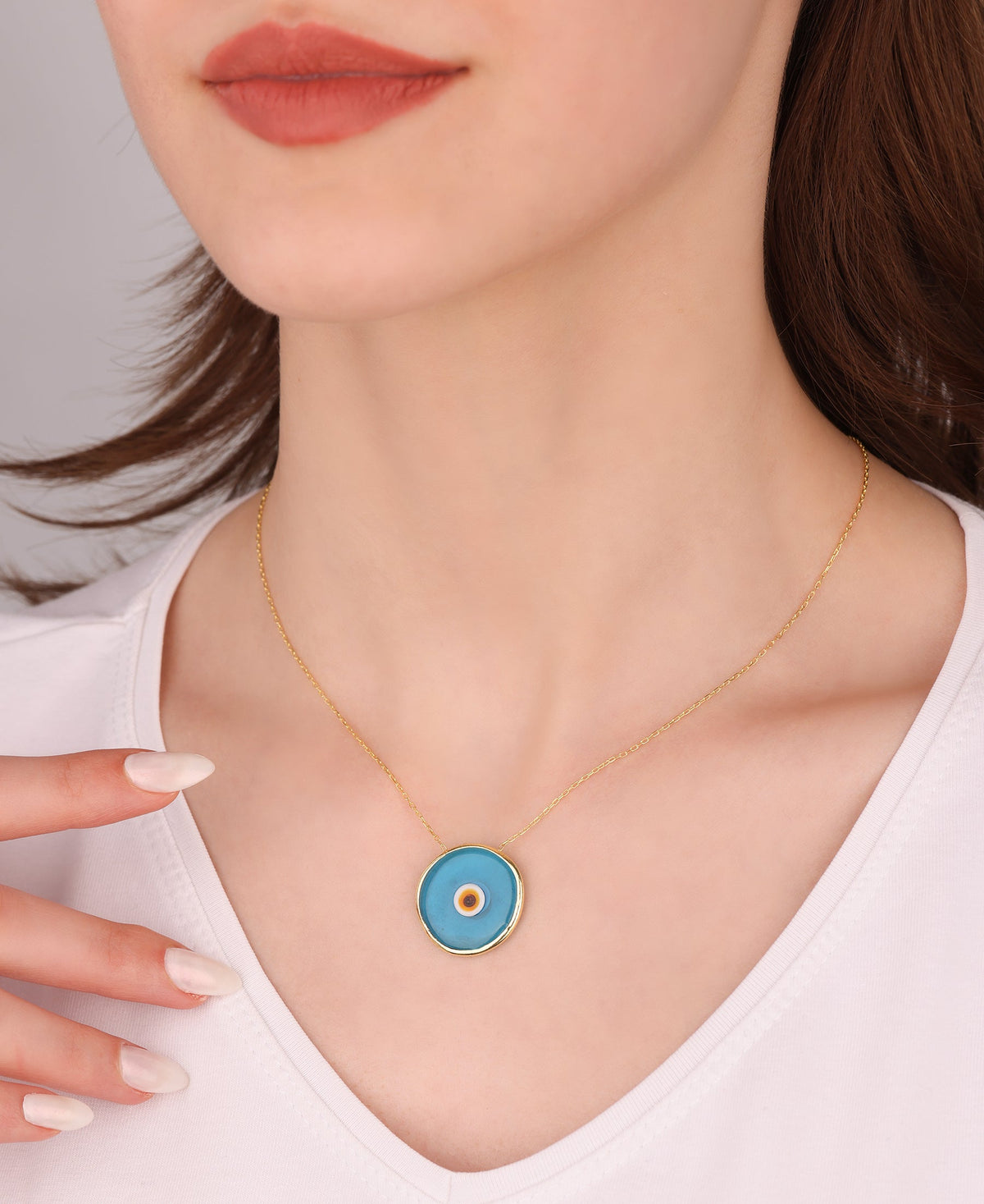Glass Evil Eye Pendant Necklace – Sterling Silver Lucky Charm Jewelry