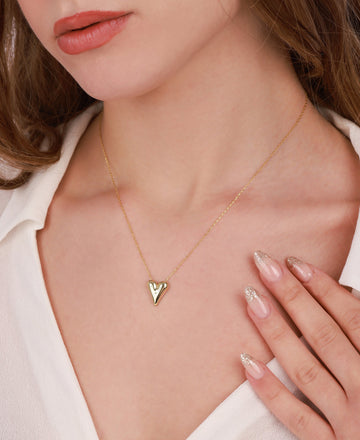 Stoneless Silver Heart Necklace, Minimalist Necklace, Gift Heart Necklace
