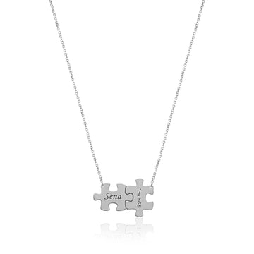 Custom Name Puzzle Silver Necklace – Personalized Sterling Silver Jewelry, Unique Gift Idea