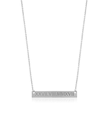 Sterling Silver Roman Numeral Necklace – Souvenir Necklace with Important Date
