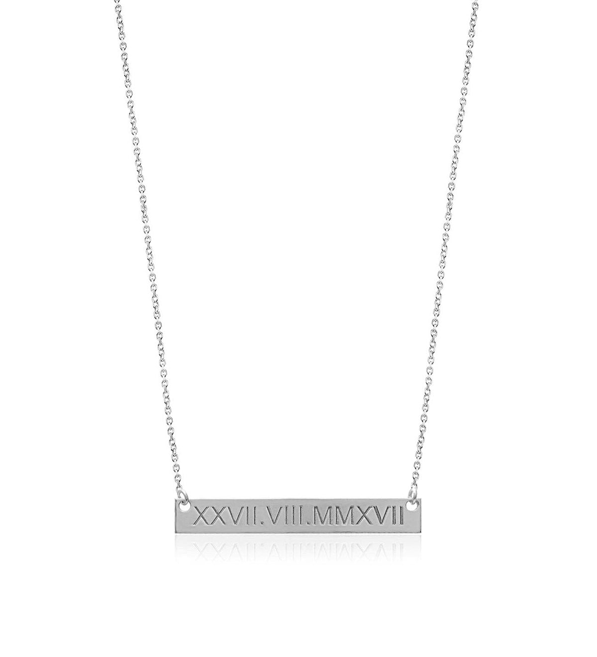 Sterling Silver Roman Numeral Necklace – Souvenir Necklace with Important Date
