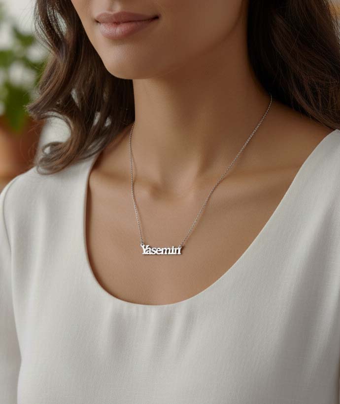 Custom Name Silver Plate Necklace – Handmade Personalized Jewelry Gift for Women & Men