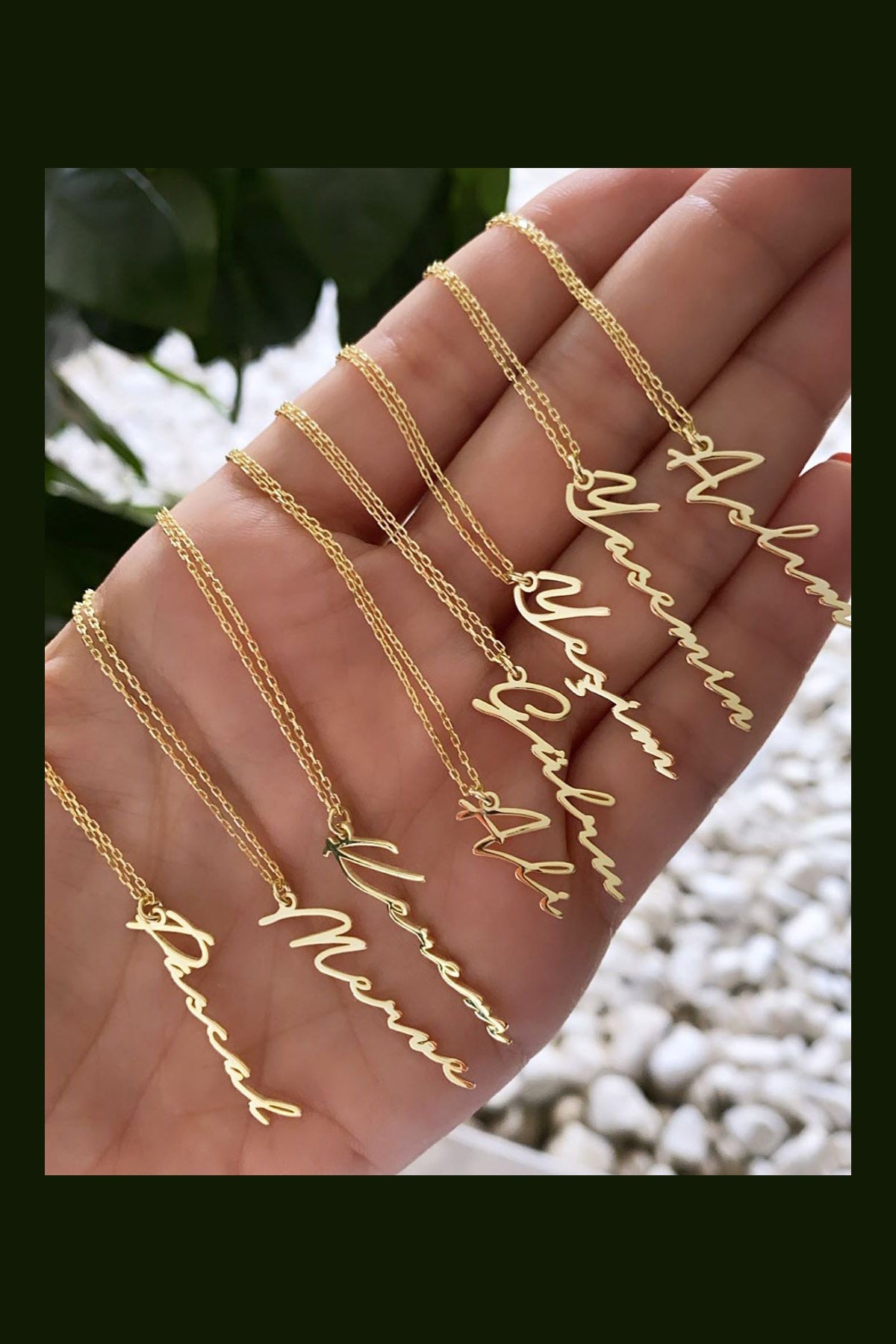 Vertical Italic Sterling Silver Personalized Name Necklace