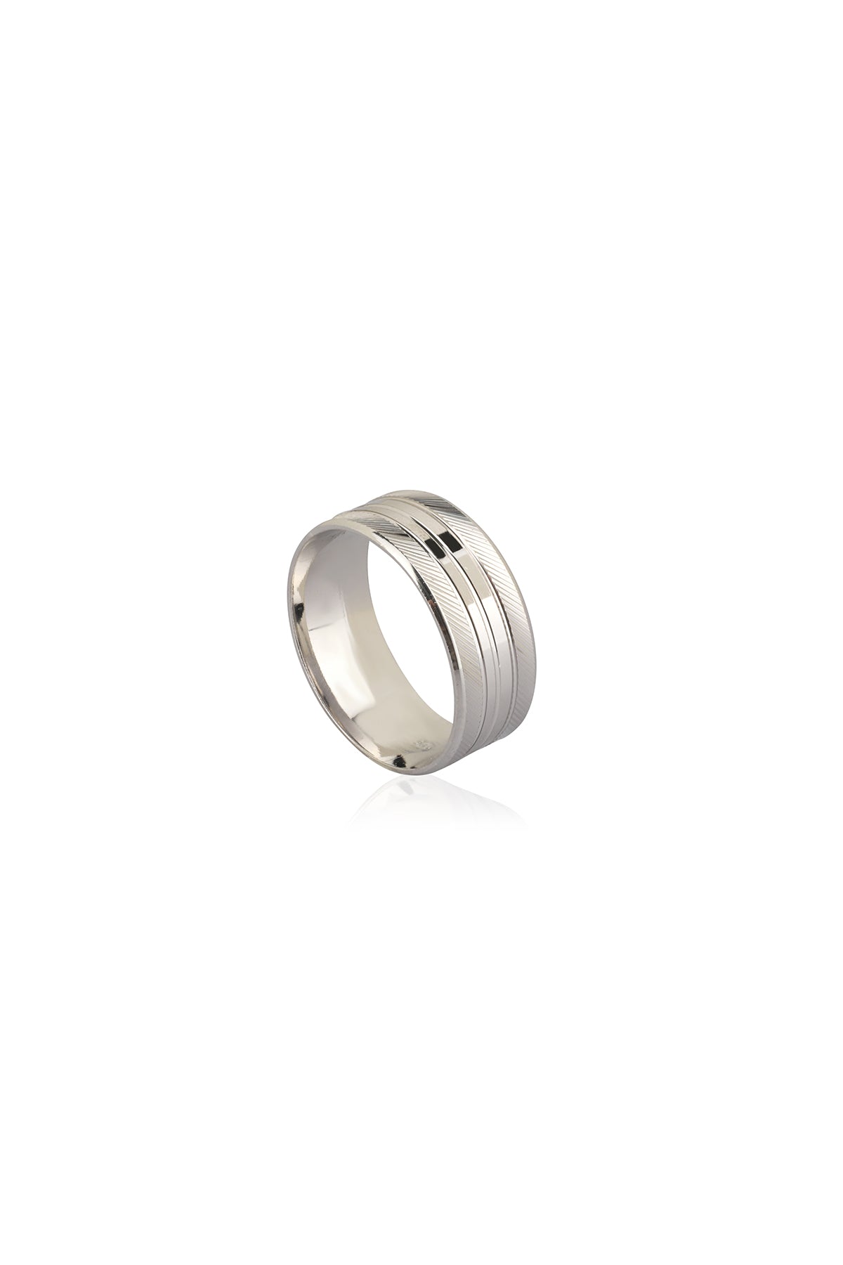 Minimal Silver Men’s Wedding Ring – Flat Sterling Silver Band