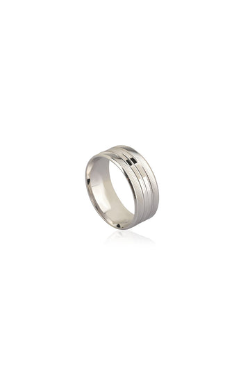 Minimal Silver Men’s Wedding Ring – Flat Sterling Silver Band