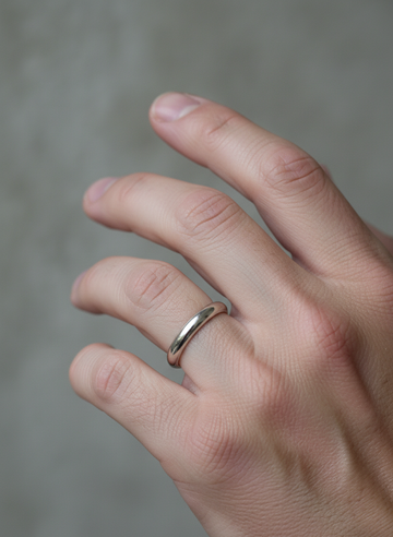 Silver Thin Wedding Band Ring Flat Surface