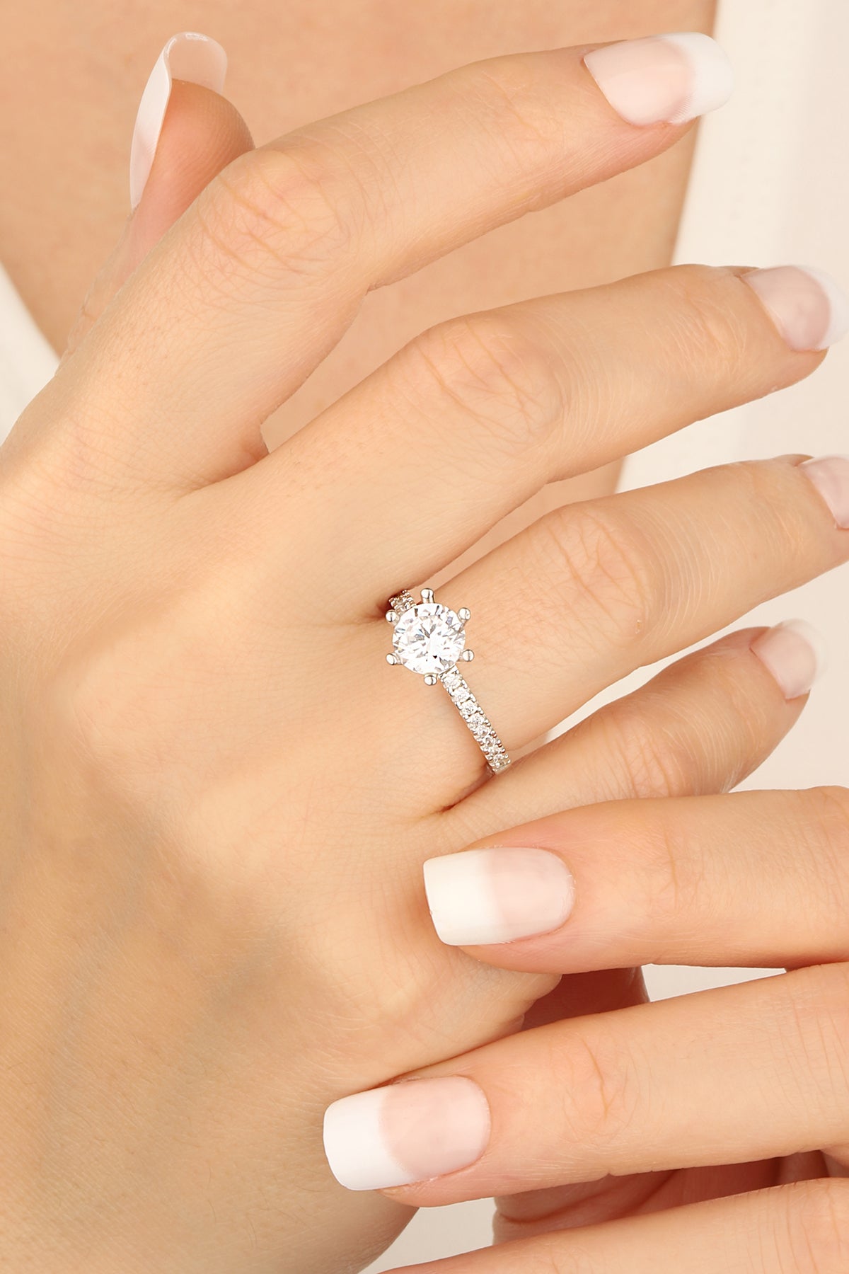 Swarovski Stone Silver Engagement Ring