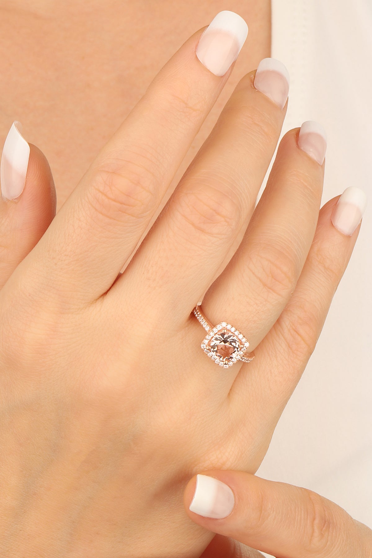 Sterling Silver Pink Swarovski Ring – Dainty Elegant Statement Jewelry