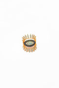 White Stone Black Eye Silver Ring