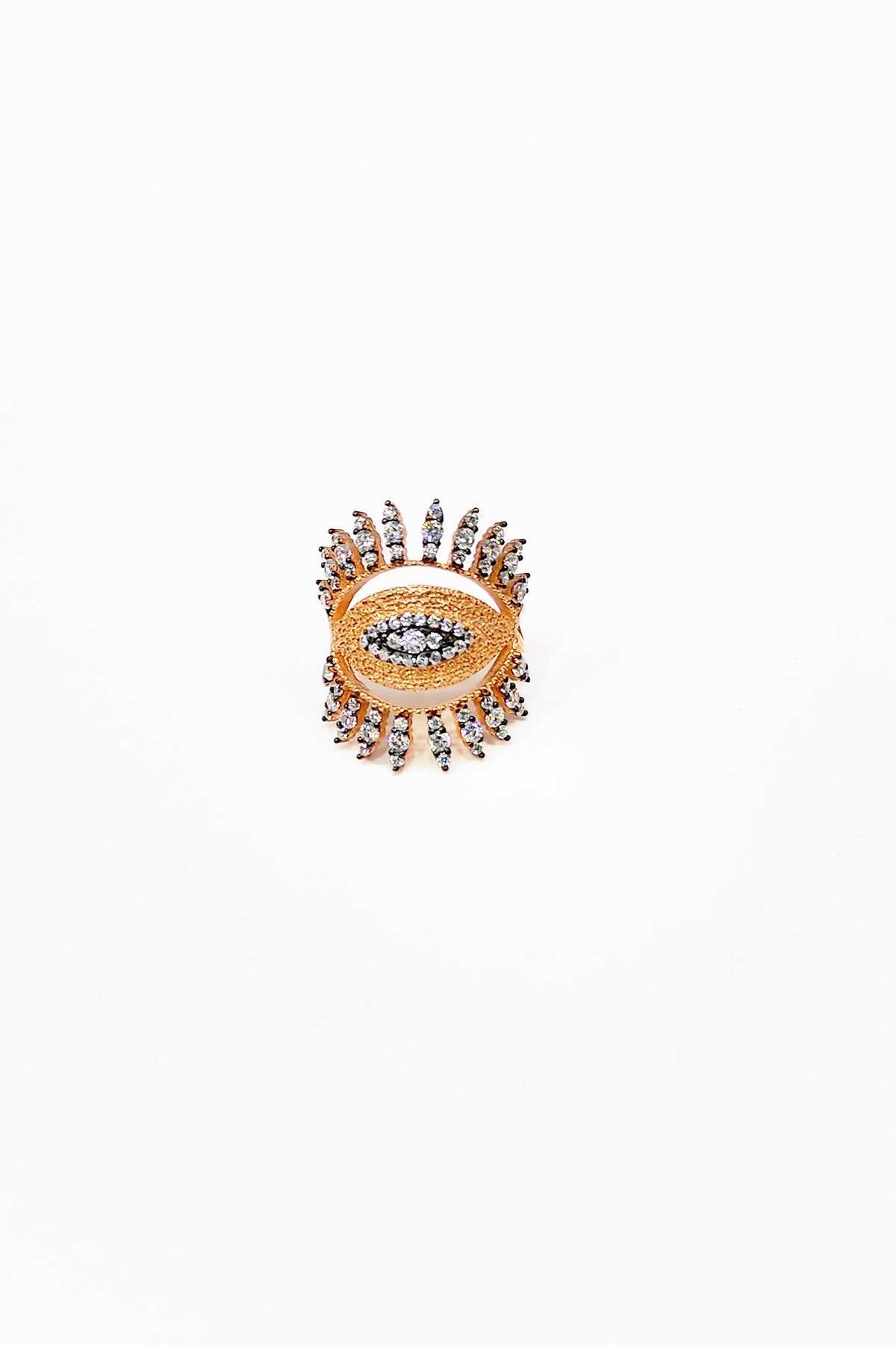 White Stone Eye Silver Ring