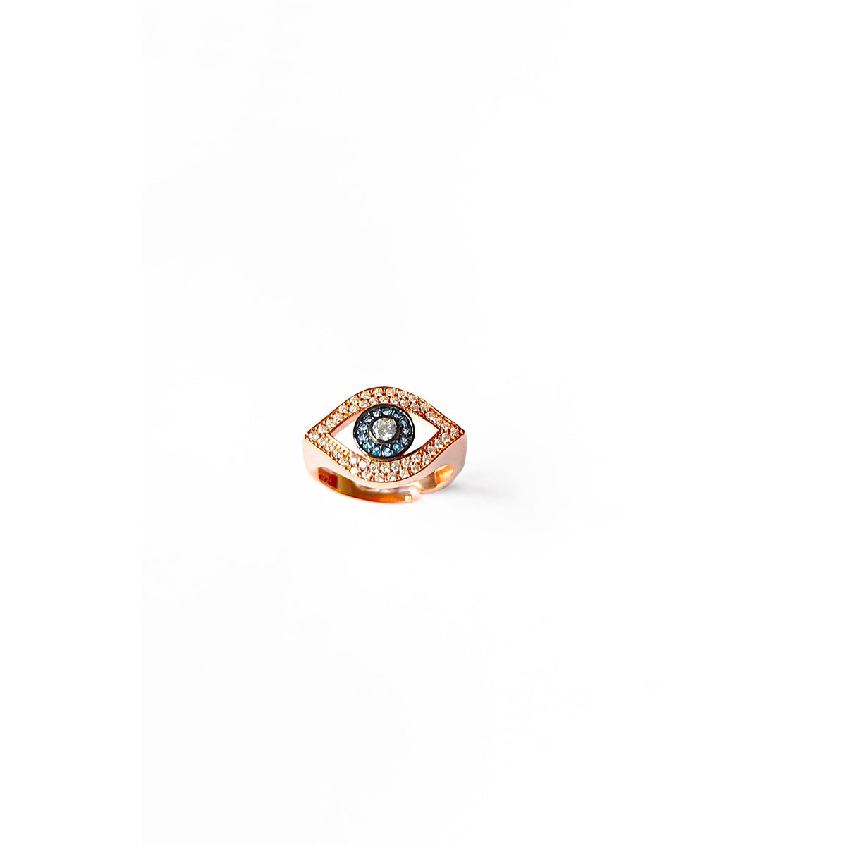 Navy Blue Stone Silver Eye Ring