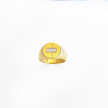 White Single Row Baguette Stone Silver Ring