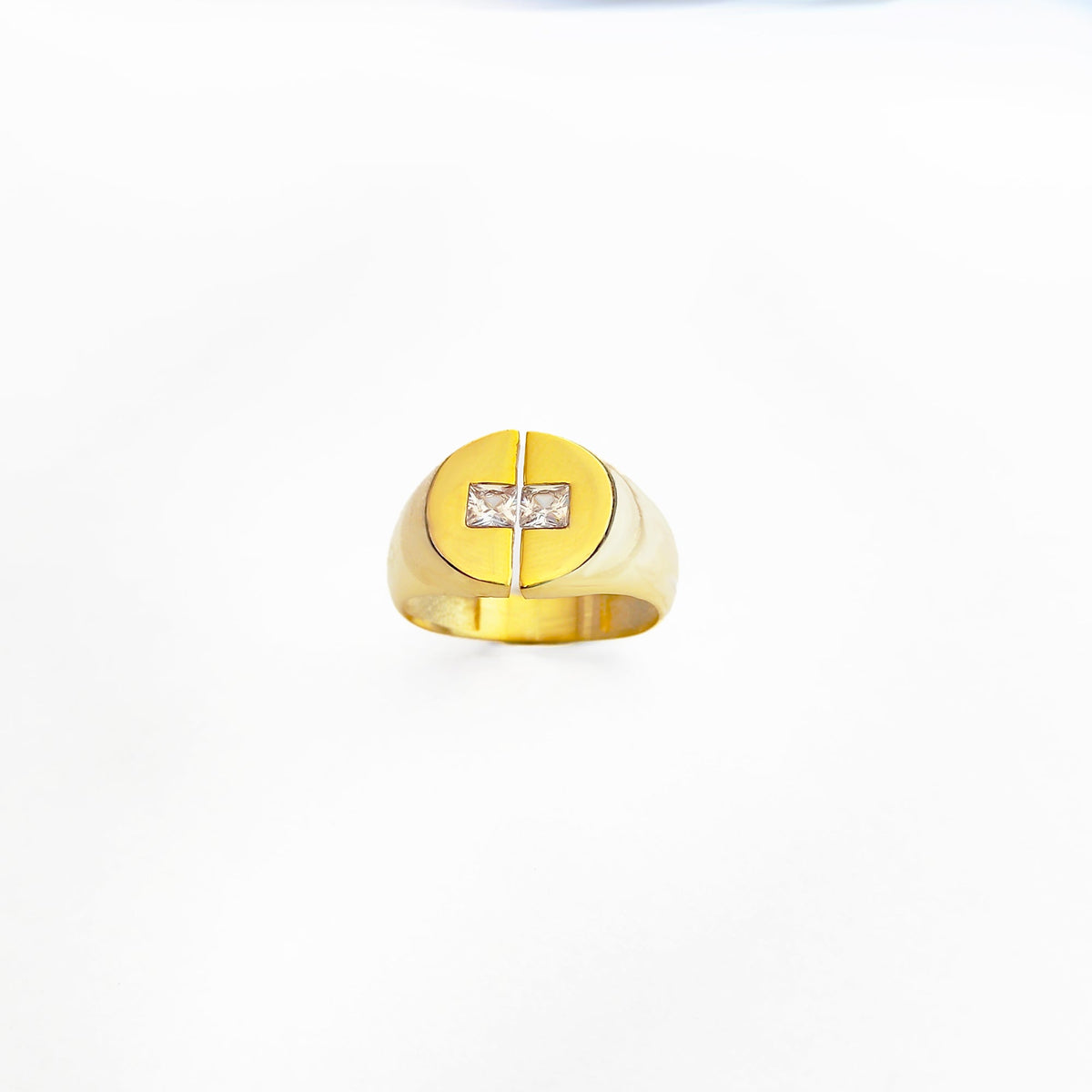 White Single Row Baguette Stone Silver Ring