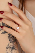 White Color Heart Natural Stone Silver Ring