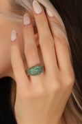 Green Stone Molded Silver Ring